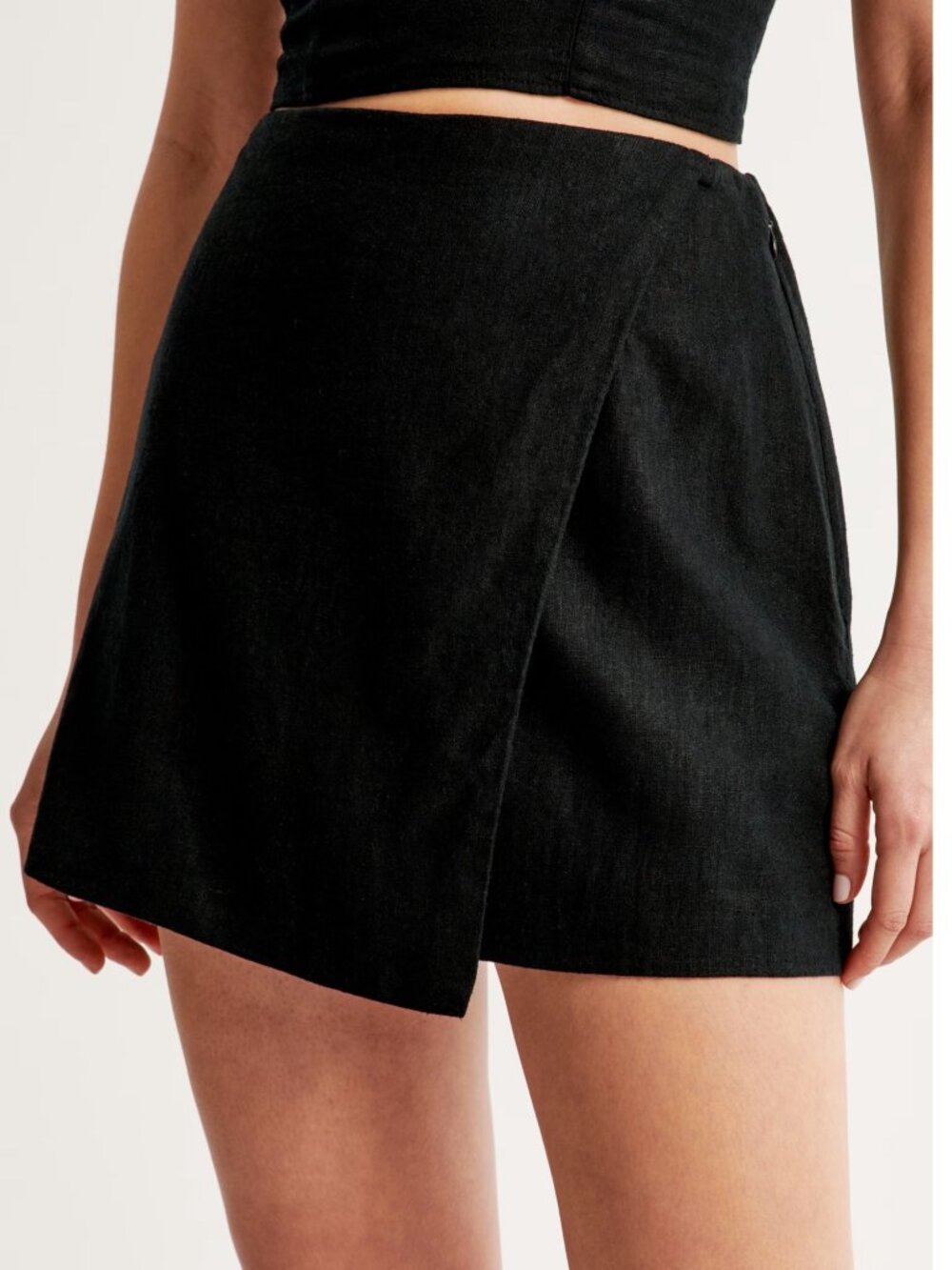 ABERCROMBIE Scarlett Mini Skort High Rise Black Skirt Linen Blend Women's Medium